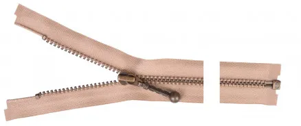 YKK Jaettava Vetoketju Antiikkimessinki 50cm 4mm Beige